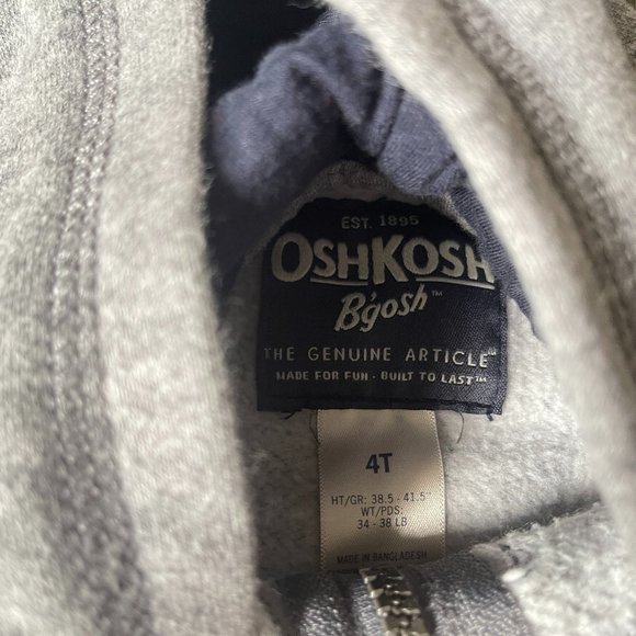 OshKosh Logo Zip Up Sweater sz 4 - Picture 2 of 3